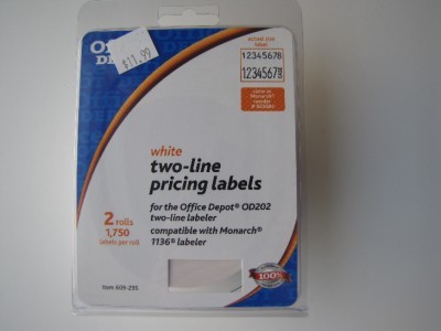 Two line pricing label #925084 monarch 1136-2 rolls
