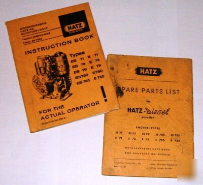 Hatz diesel instruction and spare parts books