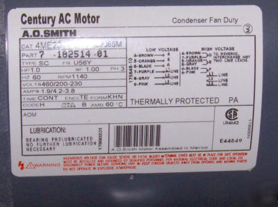 A.o. smith 1 hp electric motor...