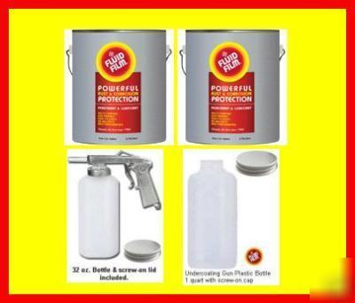 Fluid film (2) gallon cans & spray gun & 2 bottles