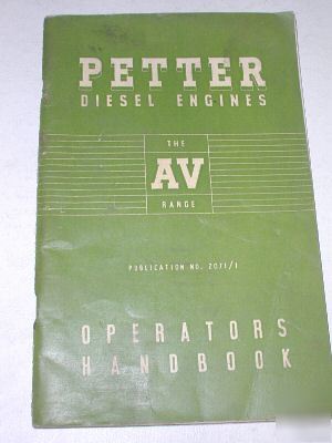 Petter diesel engines av handbook 1951 vintage 