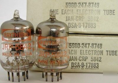 New match pair nos tubes 2 raytheon 5842 / 417A triode