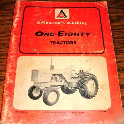 Allis chalmers 180 tractor operator's owners manual ac