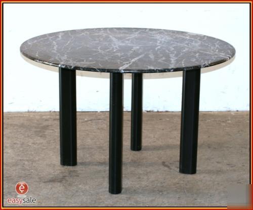 Black white marble top round office meeting table nice