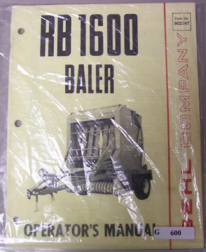 Gehl RB1600 baler operators manual