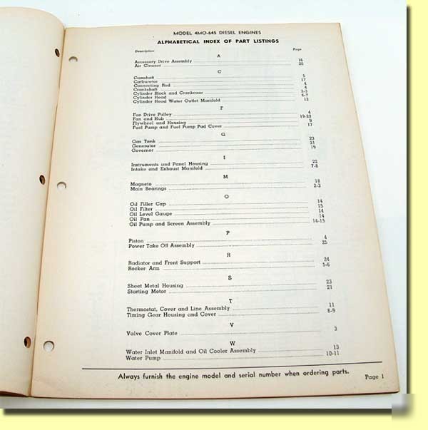 1948 buda repair parts catalog 4MO-645 engines