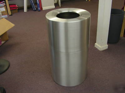 2 piece open top aluminum trash receptacle can 35SANL