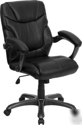 Black leather computer office desk chair