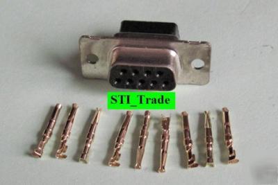 Db-9 d-sub 9 female connector kit - w/ crimp pins qty 2