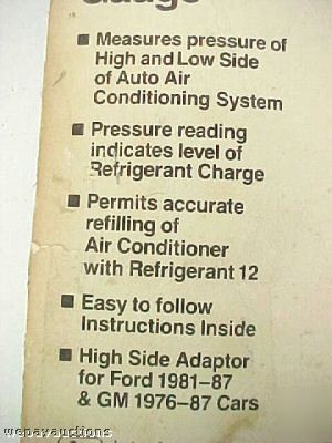 Interdynamics auto a/c recharge kit refrigerant gauge o