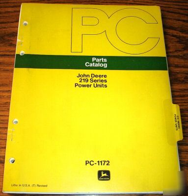 John deere 219 power unit parts catalog jd manual book