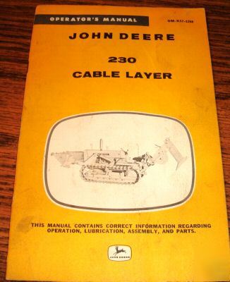 John deere cralwer tractor cable layer operators manual