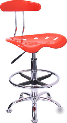 Kids teen small adult red drafting stool chrome base