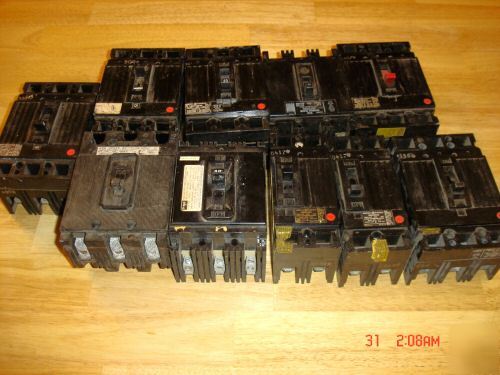 Lot of 10 assorted commercial/industrial breakers