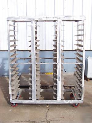 Pan rack - triple wide on casters - aluminum