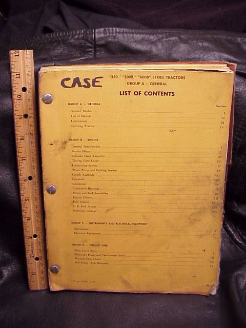 1959 case 350 500B 600B 500 600 b tractor shop manual