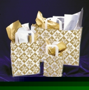 8X4X10 gold snowflake christmas shopping gift bag (100)