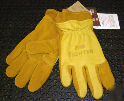 Glove corp firefighter gauntlet cuff fire gloves large