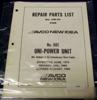 New idea 801 uni-power unit parts manual 