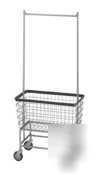 Large capacity laundry cart w/double pole rack almond