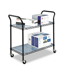 Safco 5337BL 2-shelf wire utility cart, black 5337BL