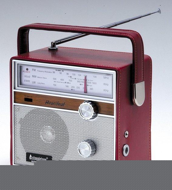 Portable retro radio 1960's reproduction heartbeat/ red