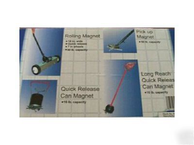 Rolling sweeper magnet 4 piece set clean roofing nailer